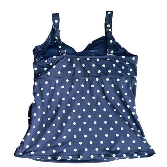 Lands' End Navy Blue Polka Dot Tankini Swim Tank Top Plus 16D NWT - Picture 8 of 10